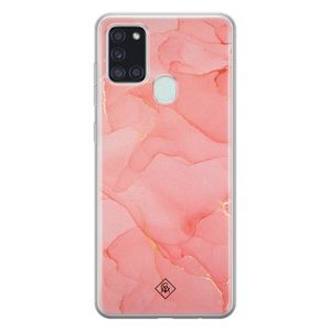 Samsung Galaxy A21s siliconen hoesje - Marmer roze