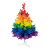 Kleine kunst kerstboom - regenboog - H60 cm - kunststof - gekleurd miniboompje