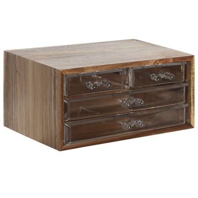 Sieraden/make-up organizer - 3 lades - 24 x 16 x 13 cm - acacia hout