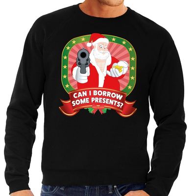 Foute kersttrui zwart Can I Borrow Some Presents voor heren Foute kersttrui zwart Can I Borrow Some Presents voor heren