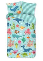 Good Morning Kinderdekbedovertrek "zeedieren" - Aqua - (140x200/220 cm) - Katoen Good Morning Kinderdekbedovertrek "zeedieren" - Aqua - (140x200/220 cm) - Katoen