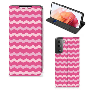 Samsung Galaxy S21 Hoesje met Magneet Waves Pink