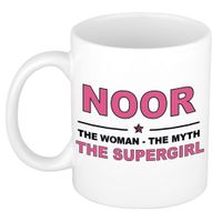 Naam cadeau mok/ beker Noor The woman, The myth the supergirl 300 ml   -
