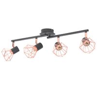 Plafondlamp met 4 spotlights E14 zwart en koper - thumbnail