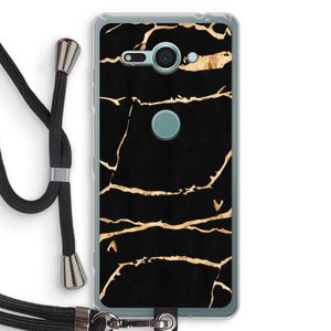 Gouden marmer: Sony Xperia XZ2 Compact Transparant Hoesje met koord