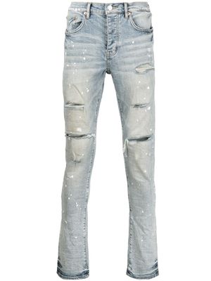 Purple Brand jean slim à effet taches de peinture - Bleu