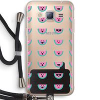 Smiley watermeloenprint: Samsung Galaxy J3 (2016) Transparant Hoesje met koord