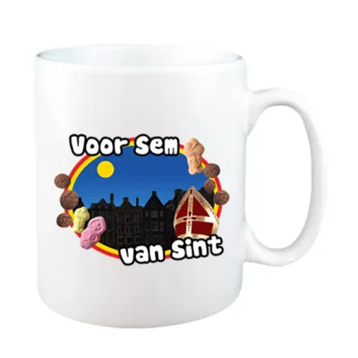 Sinterklaas mok met naam (wit)