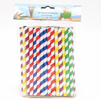 Drinkrietjes - papier - set 50x - multicolor kleuren - 15 cm - verjaardag/feestje