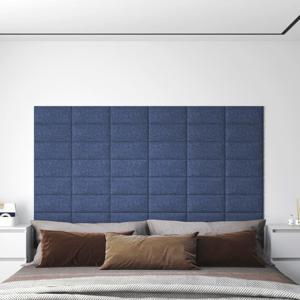 Wandpanelen 12 st 0,54 m 30x15 cm stof blauw