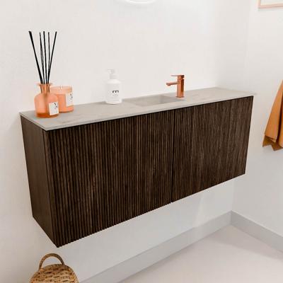 Toiletmeubel Mondiaz Joya Dlux | 100 cm | Meubelkleur Walnut | Faye wastafel Opalo Wasbak Midden | 1 kraangat
