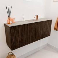 Toiletmeubel Mondiaz Joya Dlux | 100 cm | Meubelkleur Walnut | Faye wastafel Opalo Wasbak Midden | 1 kraangat