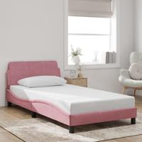 Bedframe met hoofdeinde zonder matras 100x200 cm fluweel roze