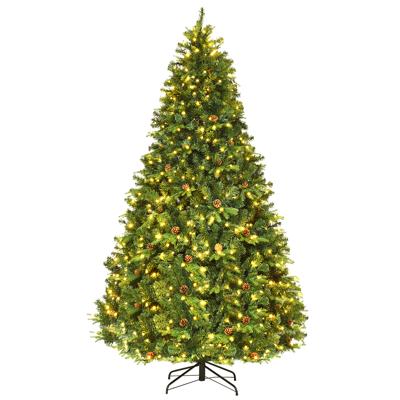 210/225/240 cm LED Kunstkerstboom Kerstboom met Metalen Standaard Dennenappels Kunstkerstboom Ideaal voor Thuis Kantoor Winkels en Hotels