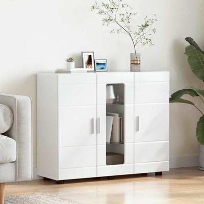 Dressoir Hoogglans wit 55.5 x 29 x 100 cm Bewerkt hout