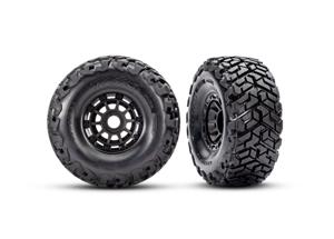 Traxxas - Tires & wheels, assembled, glued, left (1), right (1) (black wheels, Maxx Slash belted tires, foam inserts) (17mm splined) (TSM rated) (T...