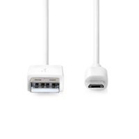 Nedis CCGB60500WT20 USB-kabel 2 m USB 2.0 USB A Micro-USB B Wit - thumbnail