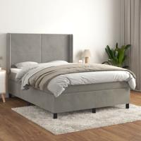 Boxspring met matras fluweel lichtgrijs 140x190 cm