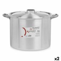Casserolepan met deksel Kinvara 100040 100040 Zilverkleurig Aluminium 46 x 30 x 37 cm Ø 34 cm (2 Stuks)