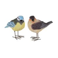 Tuinbeeldjes decoratie vogeltjes - 2x stuks - metaal - 10 cm - binnen/buiten Tuinbeeldjes decoratie vogeltjes - 2x stuks - metaal - 10 cm - binnen/buiten