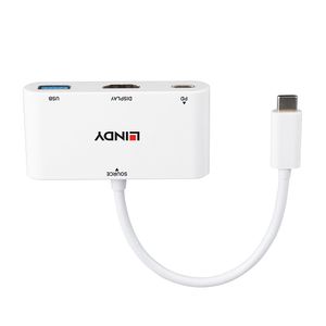 LINDY USB-C Adapter [1x USB-C stekker - 1x HDMI-bus, USB 3.2 Gen 1 bus A (USB 3.0)] 43340