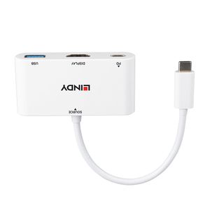 LINDY USB-C Adapter [1x USB-C stekker - 1x HDMI-bus, USB 3.2 Gen 1 bus A (USB 3.0)] 43340 0.18 m