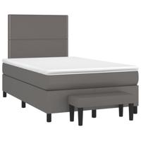 Boxspring met matras kunstleer grijs 120x190 cm Boxspring met matras kunstleer grijs 120x190 cm