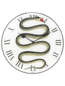 Fornasetti horloge murale à imprimé serpent - Blanc