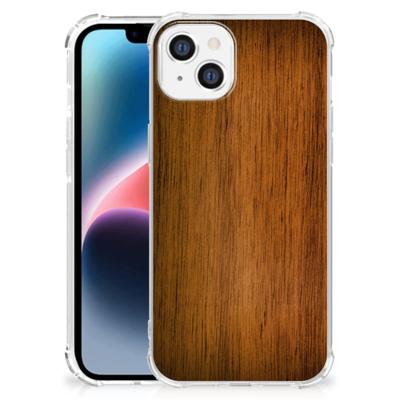 Apple iPhone 14 Plus Stevig Telefoonhoesje Donker Hout Apple iPhone 14 Plus Stevig Telefoonhoesje Donker Hout