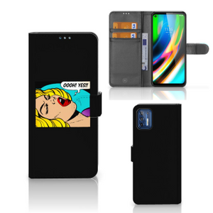 Motorola Moto G9 Plus Wallet Case met Pasjes Popart Oh Yes