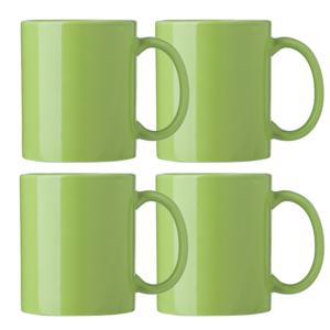 Koffie mokken/bekers Nantes - 4x - keramiek - met oor - groen - 300 ml