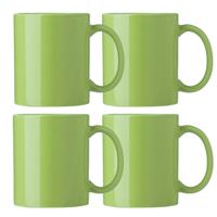 Koffie mokken/bekers Nantes - 4x - keramiek - met oor - groen - 300 ml