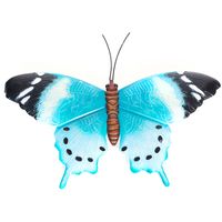 Tuindecoratie vlinder van metaal blauw/zwart 48 cm