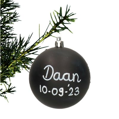 Kerstbal met naam - krijt/krijtbord kerstbal - 8 cm - kunststof