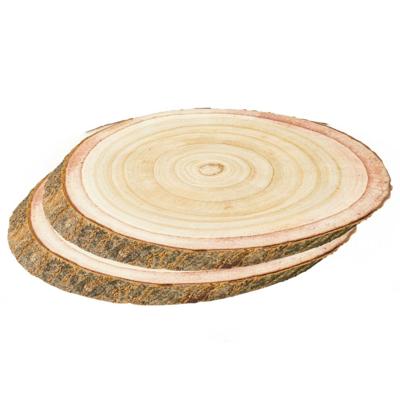Decoratie boomschijf schijf hout - 2x - 42x27x3 cm - ovaal - hobby - met boomschors