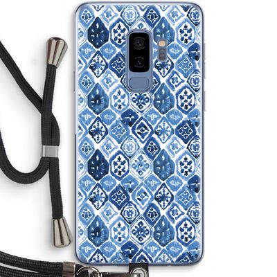 Blauw motief: Samsung Galaxy S9 Plus Transparant Hoesje met koord