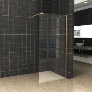 BWS Inloopdouche Pro Line Helder Glas 85x200 Geborsteld Messing Goud Profiel en Stang
