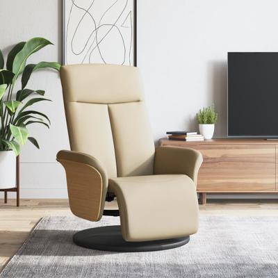Fauteuil verstelbaar met voetensteun stof crmekleurig