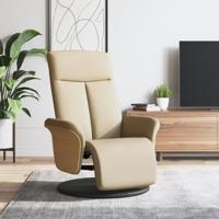 Fauteuil verstelbaar met voetensteun stof crmekleurig