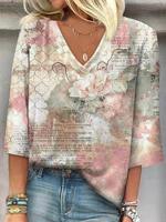 Loose Text Letters Casual Lace Shirt