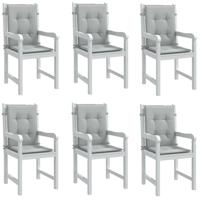 Stoelkussens 6 st lage rug 100x50x4 cm stof lichtgrijs