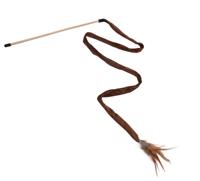 Nobleza Kattenhengel - Knisperend lint met veer - Bruin