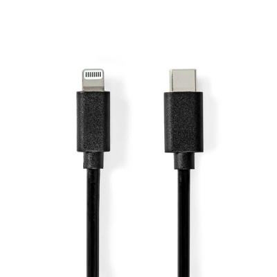 Nedis Lightning Kabel | USB 2.0 | Apple Lightning 8-Pins | USB-C™ Male | 480 Mbps | Vernikkeld | 1.00 m | Rond | PVC | Zwart | Label - CCGL39650BK10