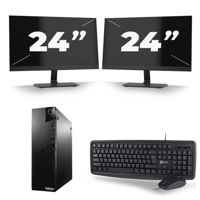 Lenovo ThinkCentre M93p USFF - Intel Core i7-4e Generatie - 16GB RAM - 256GB SSD - Windows 10 + 2x 24 inch Monitor