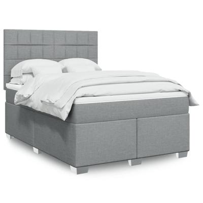 Boxspring met matras stof lichtgrijs 140x190 cm