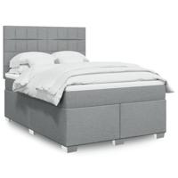 Boxspring met matras stof lichtgrijs 140x190 cm