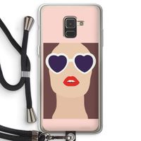 Red lips: Samsung Galaxy A8 (2018) Transparant Hoesje met koord