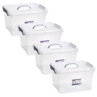 Opslagbox AZUL serie - 4x - met deksel - transparant - 24 liter - 42 x 36 x 25 cm - kunststof
