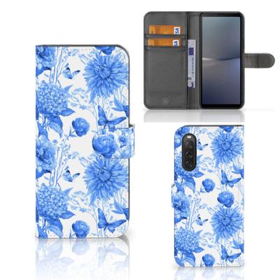 Hoesje voor Sony Xperia 10 V Flowers Blue Hoesje voor Sony Xperia 10 V Flowers Blue