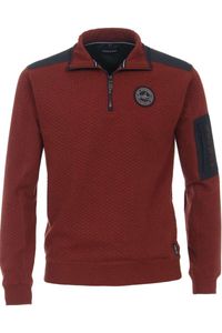 Casa Moda Casual Half-Zip Sweater rood, Effen